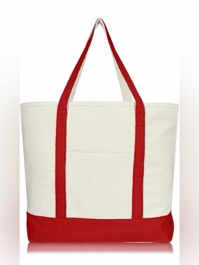 Canvas Tote Bag with Red Trim